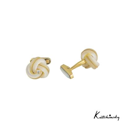 <p>Kutchinsky 18k Yellow Gold, MOP and Diamond Cufflinks</p>
