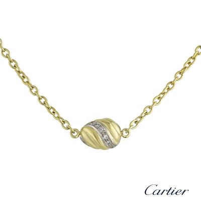 Cartier 18k Yellow Gold Diamond Set Swirl Pendant