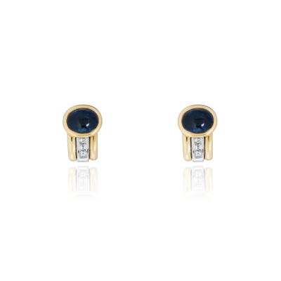 Yellow Gold Sapphire & Diamond Earrings
