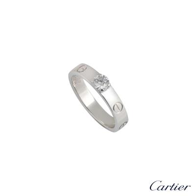 <p>Cartier 18k W/G Love Solitaire Ring Size 53 N4204000 0.26ct E/IF</p>
