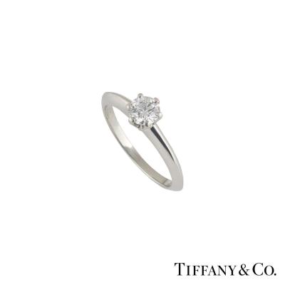 <p>Tiffany & Co Round Brilliant Cut Diamond Ring in Platinum 0.40ct D/VVS1 B&P</p>
