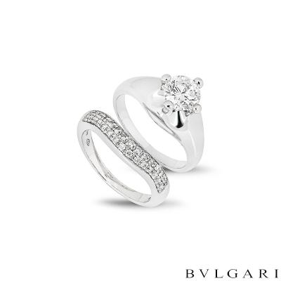 Bvlgari Platinum Diamond Corona Bridal Set 1.00ct G/VVS2
