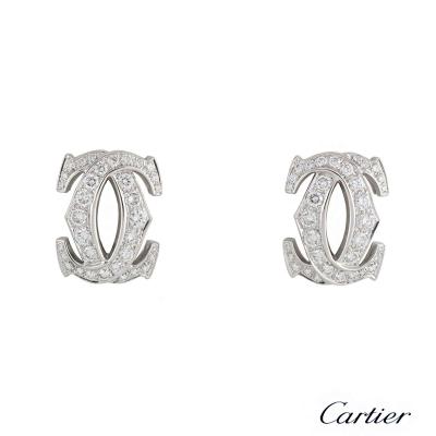 <p>Cartier C de Cartier Diamond White Gold Earrings</p>
