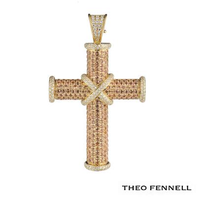 <p>Theo Fennell Crosses Diamond &amp; Sapphire Set Pendant 1.30ct</p>
