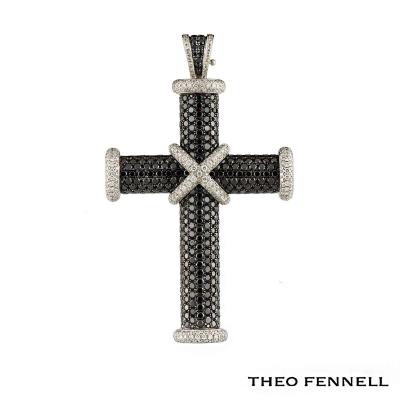 <p>Theo Fennell White &amp; Black Diamond Cross Pendant </p>
