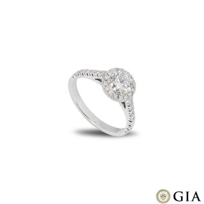 Platinum Round Natural Very Light Green Diamond Ring 0.70ct