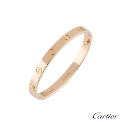 <p>Cartier Rose Gold Plain Love Bracelet Size 19 B6035619</p>
