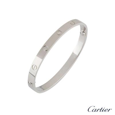<p>Cartier White Gold Plain Love Bracelet Size 16 B6035416</p>
