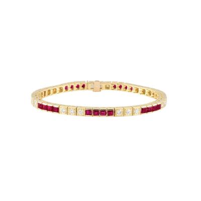 <p>Yellow Gold Diamond and Ruby Bracelet</p>
