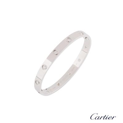 <p>Cartier White Gold Full Diamond Love Bracelet Size 17 B6040717</p>
