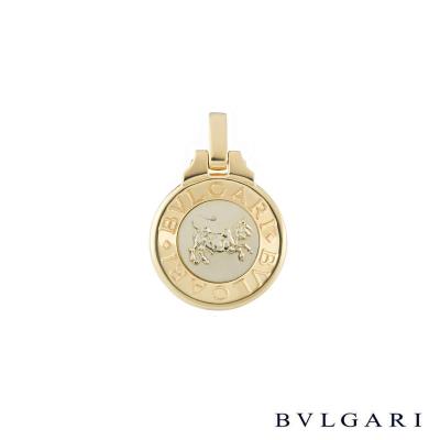 <p>Bvlgari White and Yellow Gold Taurus Zodiac Pendant</p>
