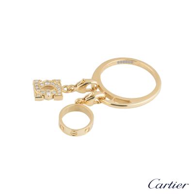 <p>Cartier Yellow Gold Diamond Charm Ring </p>
