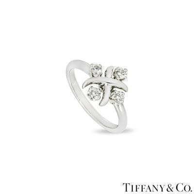Tiffany & Co. Platinum Schlumberger Lynn Diamond Ring Size 52 0.20ct TDW