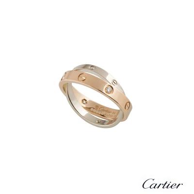 <p>Cartier White & Rose Gold Half Diamond Love Ring Size 51 B4094351</p>
