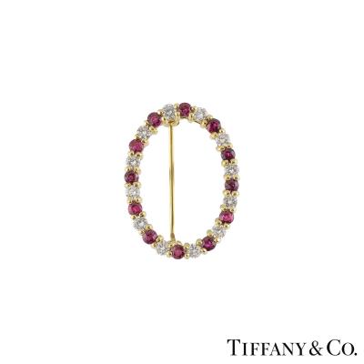 <p>Tiffany & Co. Yellow Gold Diamond and Ruby Brooch</p>
