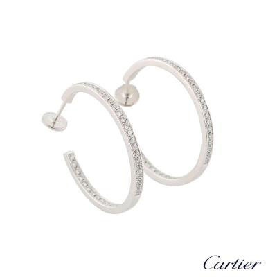 <p>Cartier White Gold Diamond Hoop Earrings</p>
