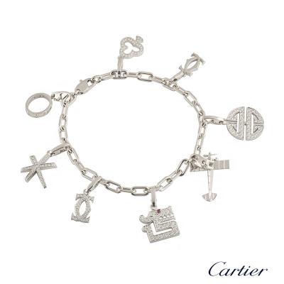 <p>Cartier White Gold and Diamond Charm Bracelet</p>
