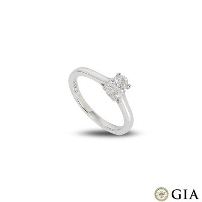 Platinum Oval Cut Diamond Ring 0.59ct E/VS1