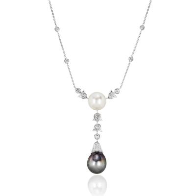 White Gold Pearl & Diamond Necklace