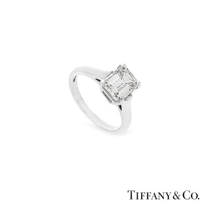 Tiffany & Co. Platinum Emerald Cut Diamond Ring 1.59ct E/VS1