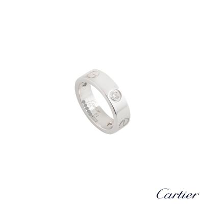 Cartier White Gold Half Diamond Love Ring Size 53 B4032553