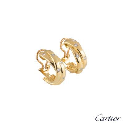 Cartier Yellow Gold Diamond Trinity de Cartier Hoop Earrings
