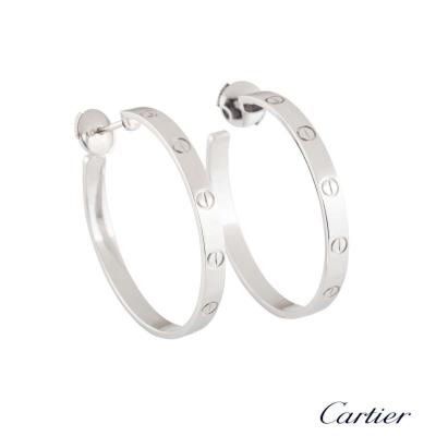 Cartier White Gold Plain Love Earrings B8028300