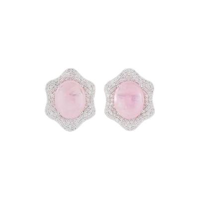 White Gold Diamond and Kunzite Earrings