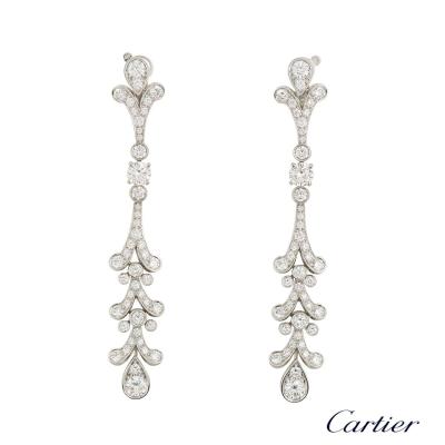 Cartier Platinum Diamond Tulipe Chandelier Earrings 