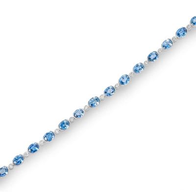 White Gold Sapphire & Diamond Line Bracelet