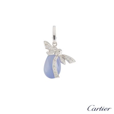 Cartier White Gold Diamond and Chalcedony Dragonfly Charm