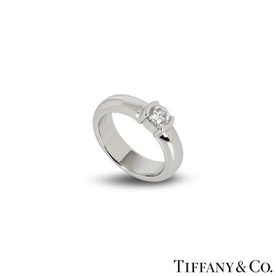 Tiffany & Co. Platinum Round Brilliant Cut Diamond Etoile Ring 0.50ct F/VS1