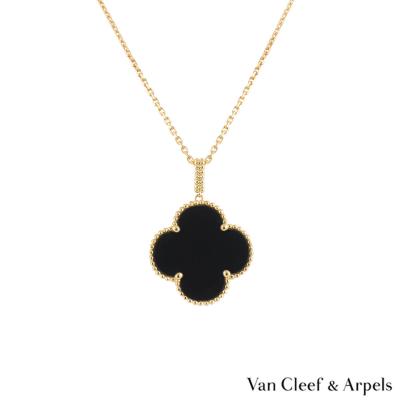 Van Cleef & Arpels Yellow Gold Onyx Magic Alhambra Necklace VCARO49M00