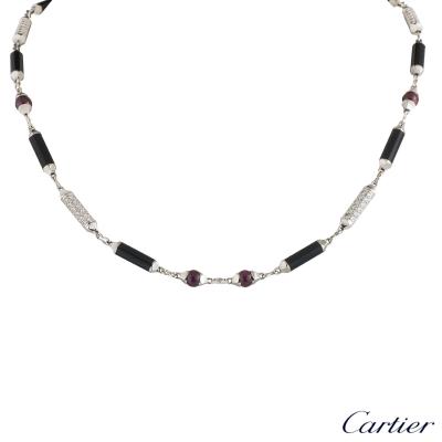 Cartier White Gold Diamond, Onyx & Ruby Le Baiser Du Dragon Necklace