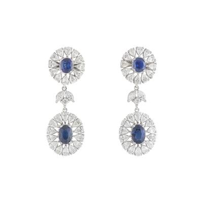 White Gold Diamond and Sapphire Earrings
