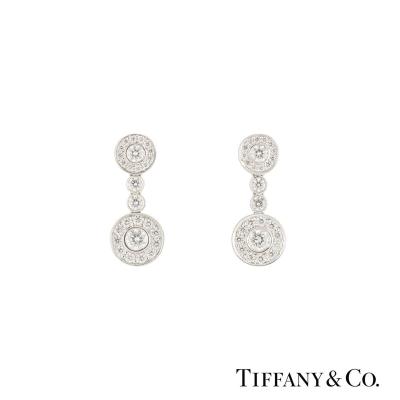 Tiffany & Co. Platinum Diamond Circlet Earrings 1.18ct G+/VS+