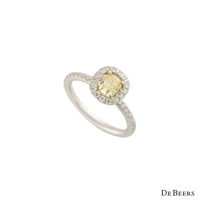 De Beers Platinum Yellow Diamond Aura Ring 