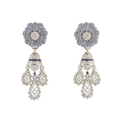 White Gold Diamond and Sapphire Earrings