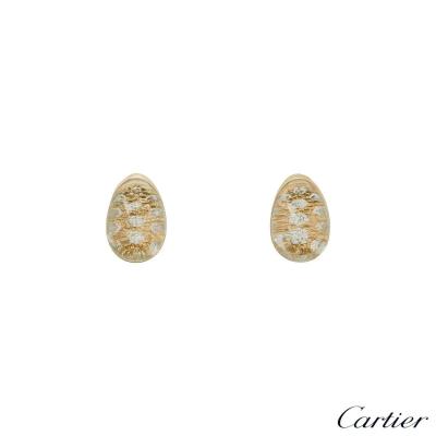 Cartier Yellow Gold Myst Rock Crystal Diamond Earrings CRN8021900