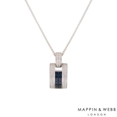 Mappin & Webb White Gold Diamond and Sapphire Pendant
