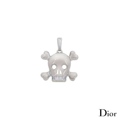 Dior White Gold Tete De Mort Skull Pendant