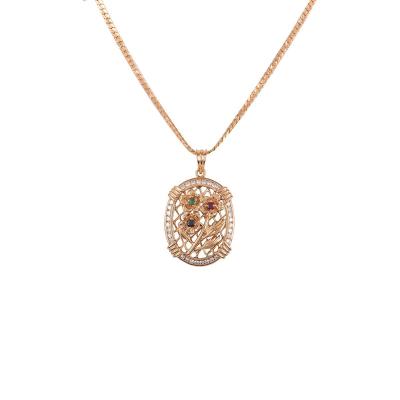 Rose Gold Diamond And Multi-Gem Flower Pendant 