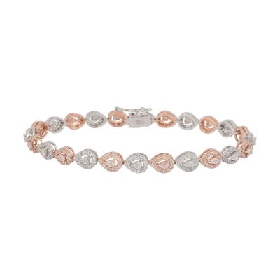 White and Rose Gold Diamond Line Bracelet 2.70ct G-H/VS