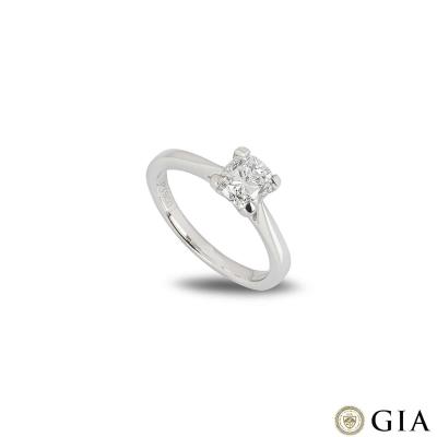 Platinum Cushion Cut Diamond Ring 1.01ct E/VS2