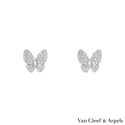 Van Cleef & Arpels White Gold Diamond Fauna Butterfly Earrings VCARB82900