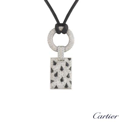 Cartier White Gold Diamond and Onyx Panthere Pendant N3014600