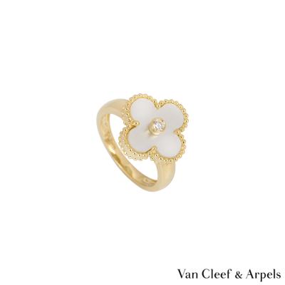Van Cleef & Arpels?Yellow Gold Diamond Alhambra Ring VCARA41100
