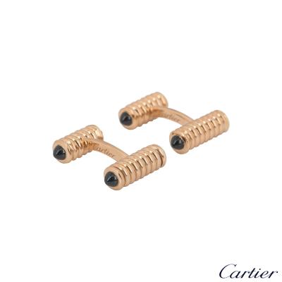 Cartier Rose Gold Onyx Cufflinks 