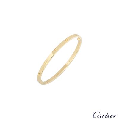 Cartier Yellow Gold Plain Love Bracelet SM Size 19 B6047519
