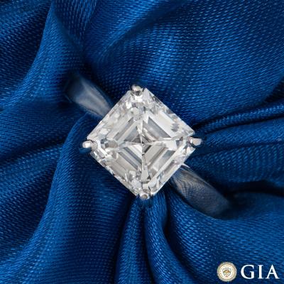 Platinum Asscher Cut Diamond Ring 3.52ct H/VVS2